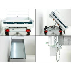 Debon driezijdige kipper 180x306cm 2.6t | Elektronische pomp | Oprijplaten | Steunen