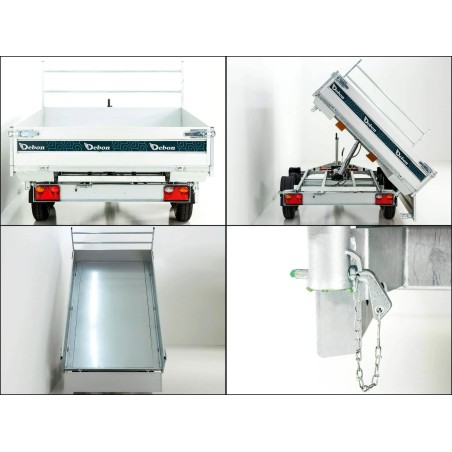 Debon driezijdige kipper 180x306cm 2.6t | Elektronische pomp | Oprijplaten | Steunen